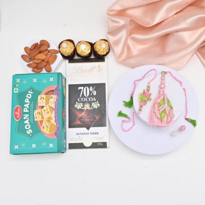 Grand Zardosi & Gourmet Delights Rakhi Set