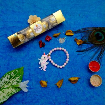 Unicorn Rakhi Bracelet with Ferrero Rocher Treat