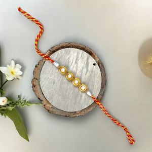 Celestial Glow White Stone Rakhi
