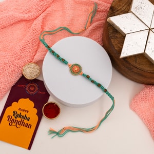 Floral Meenakari Rakhi with Desi Ghee Kaju Katli