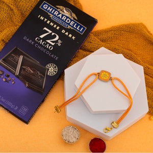Om Blessings Rakhi with Ghirardelli Chocolate
