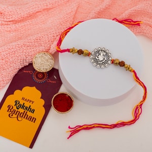 Sacred Antique Silver Ganesha Rakhi