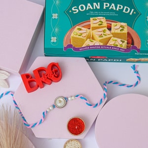 Trishul Pearl Rakhi with Desi Ghee Soan Papdi