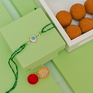 Nazar Protection Rakhi with Besan Ladoo