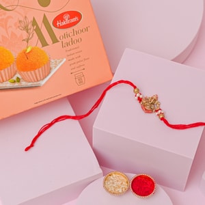 Designer Ganpati Rakhi with Motichoor Ladoo