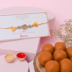 Radhe Radhe Divine Rakhi with Peda