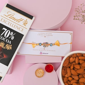 Radhe Radhe Rakhi with Lindt Chocolate & Almonds