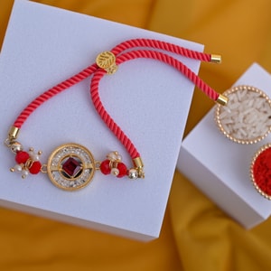 Ruby Stone Halo Rakhi