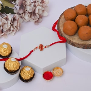 Radha Krishna Rakhi with Peda & Ferrero Rocher