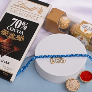 BRO Rakhi with Lindt & Ferrero Chocolate Combo