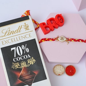 Divine Pearl Om Rakhi with Lindt Chocolate