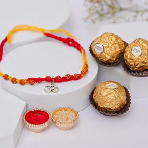 Divine Om Rudraksha Rakhi with Ferrero Chocolates
