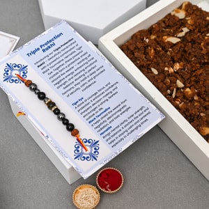 Protective Crystal Rakhi with Dodha Burfi