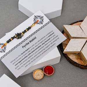 Pyrite Stone Rakhi with Premium Kaju Katli