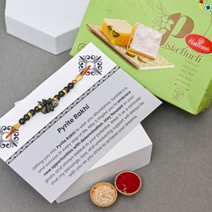 Pyrite Healing Rakhi with Pista Burfi