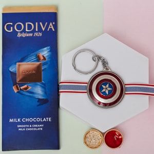 Captain Shield Rakhi with Godiva Chocolate
