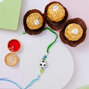 Football Rakhi with Ferrero Rocher Trio