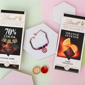 Captain Shield Rakhi with Lindt Chocolate Duo