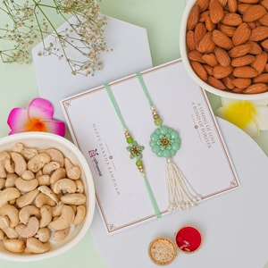 Floral Bhaiya Bhabhi Rakhi with Premium Dry Fruits