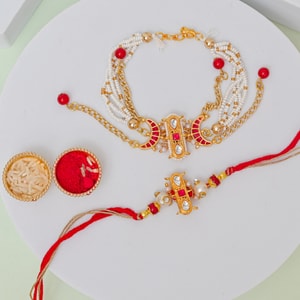Ruby Pearl Bhaiya Bhabhi Designer Rakhi Pair