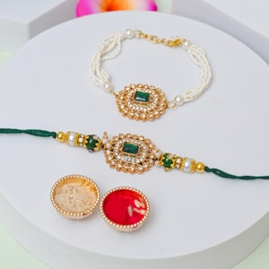 Designer Emerald Bhaiya Bhabhi Rakhi Pair