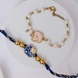 Elegant Floral Bhaiya Bhabhi Rakhi Pair
