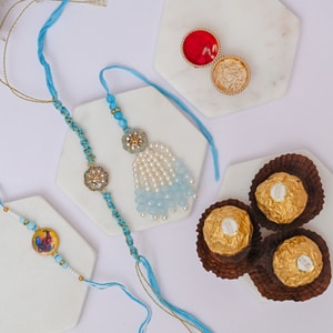 Om Bhaiya Bhabhi Rakhi Gift with Ferrero Rocher