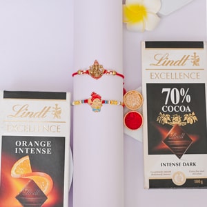 Lord Ganesha Rakhi Set with Lindt Chocolates