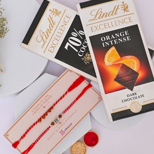 Rudraksha Shivling Rakhi Set with Lindt Chocolates