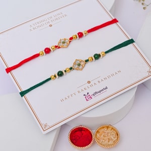 Floral Enamel Designer Rakhi Pair