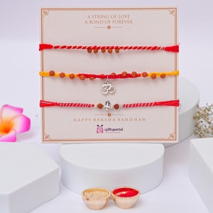 Sacred Rudraksha Rakhi Set of 3