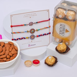 Designer Spiritual Rakhi Hamper with Ferrero & Almonds
