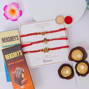 Divine Rakhi Trio with Premium Chocolates