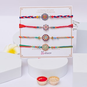 Designer Family Rakhi Set of 4
