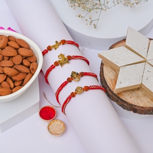 Spiritual Rudraksha Rakhi with Kaju Katli