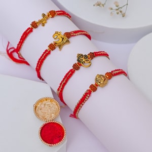 Sacred Rudraksha Family Rakhi Set