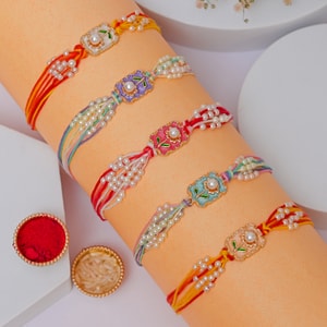 Pastel Pearl Floral Rakhi Collection