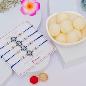 Hamsa Evil Eye Rakhi with Rasgulla - Set of 4 Rakhis to USA