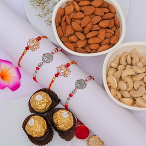 Om Rakhi Gift Box with Ferrero & Dry Fruits