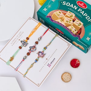 Spiritual Rakhi Trio with Soan Papdi